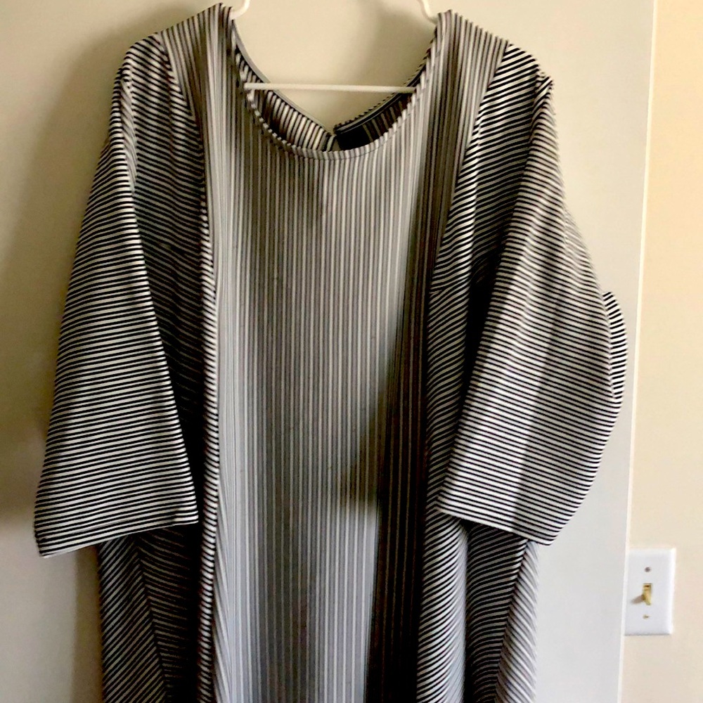 Black and white pin strip dress